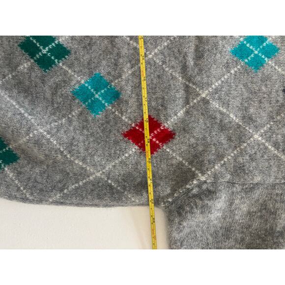 West Island Trading Co Wool Argyle Sweater Gray Multicolor Diamond Knit Size S - Picture 6 of 7
